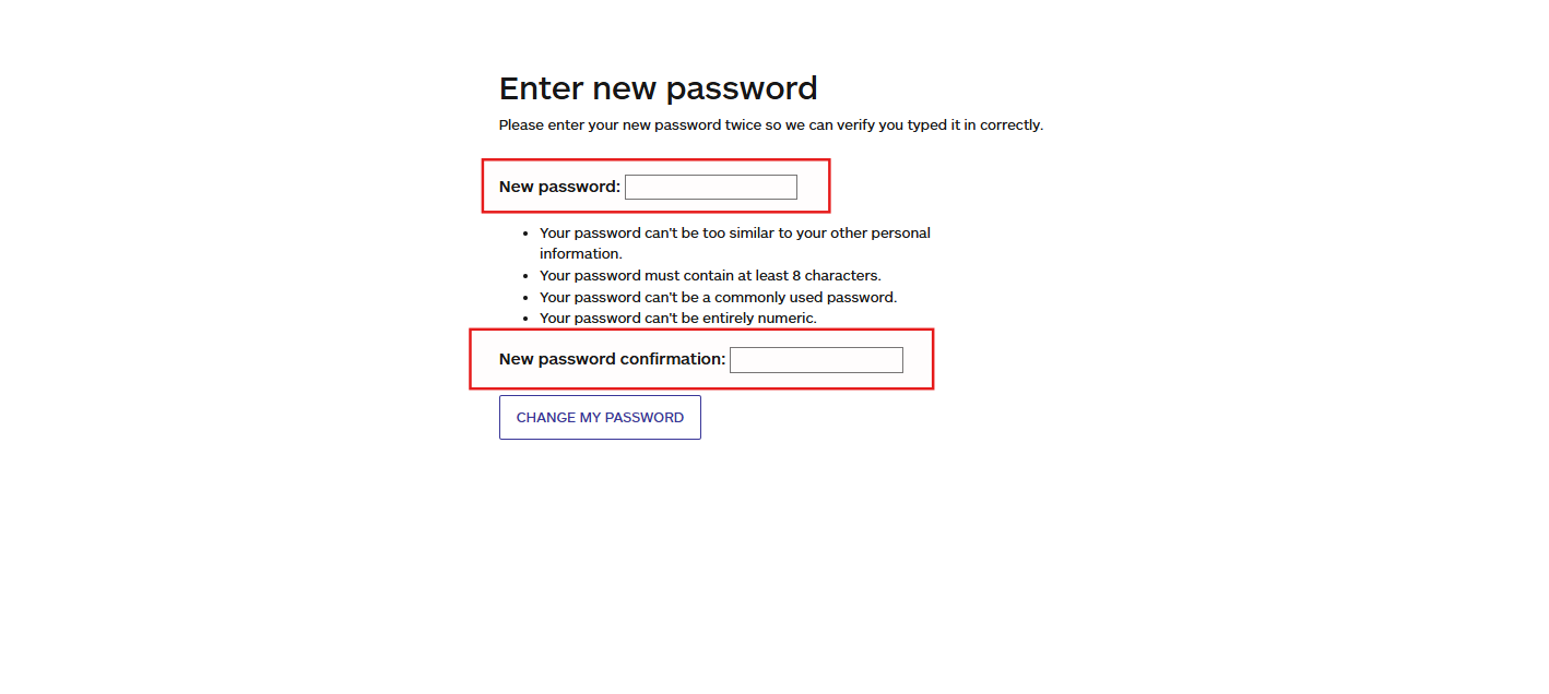reset your password page on audiorista no code app builder