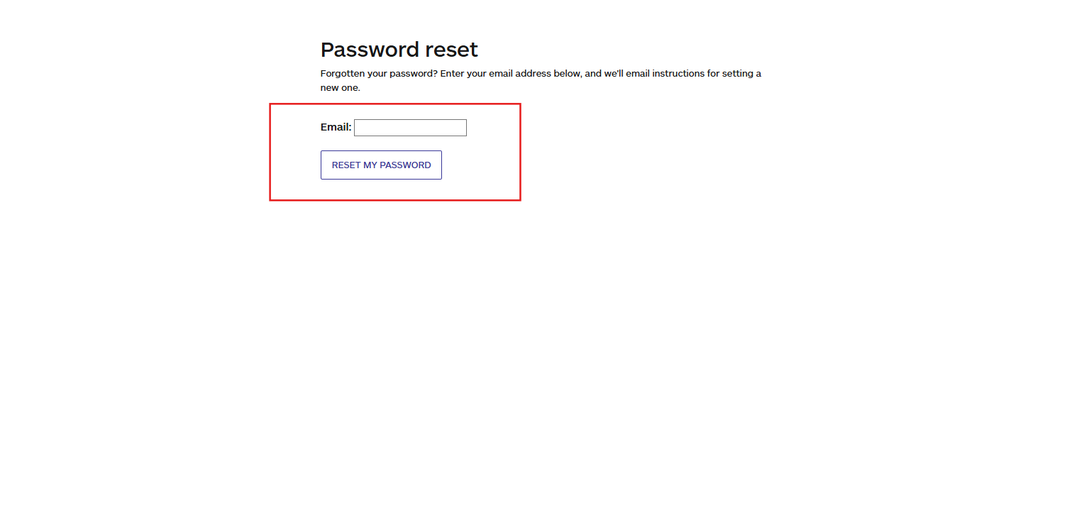 email address input to reset the password on the audiorista website, no code app builder