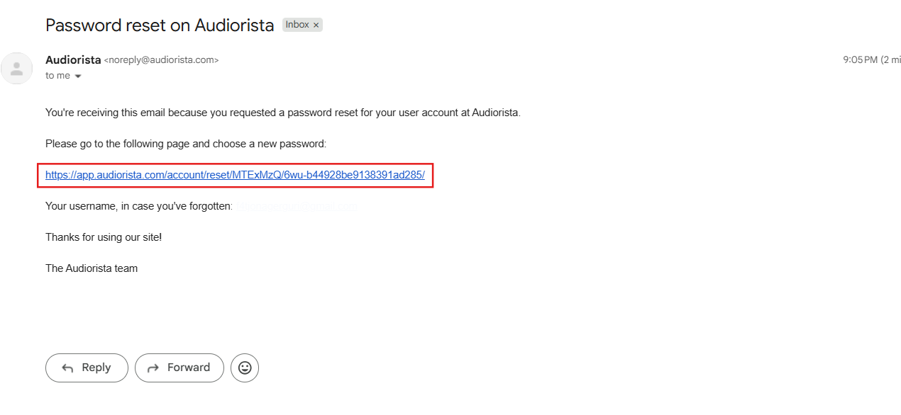 email inbox from the audiorista no code app builder