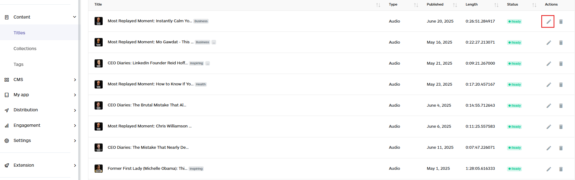 how to embed the audio player widget code for the specific title on the audiorista dashboard, no code app builder