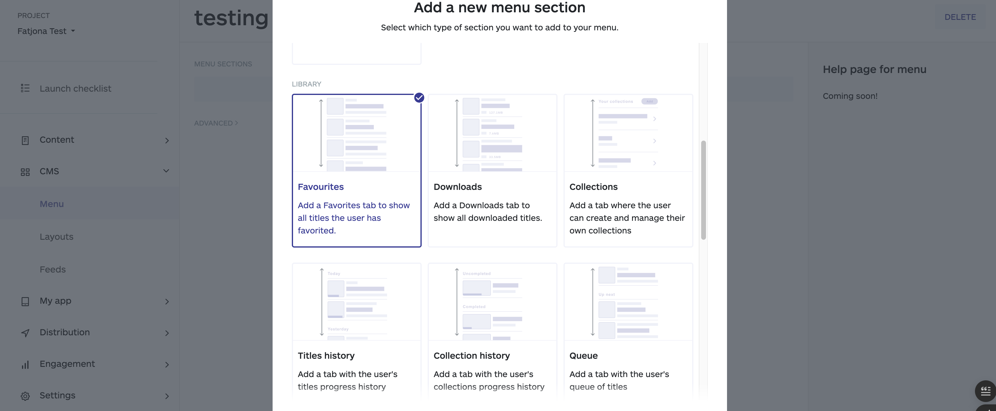 the library section on the menu section, no code app builder