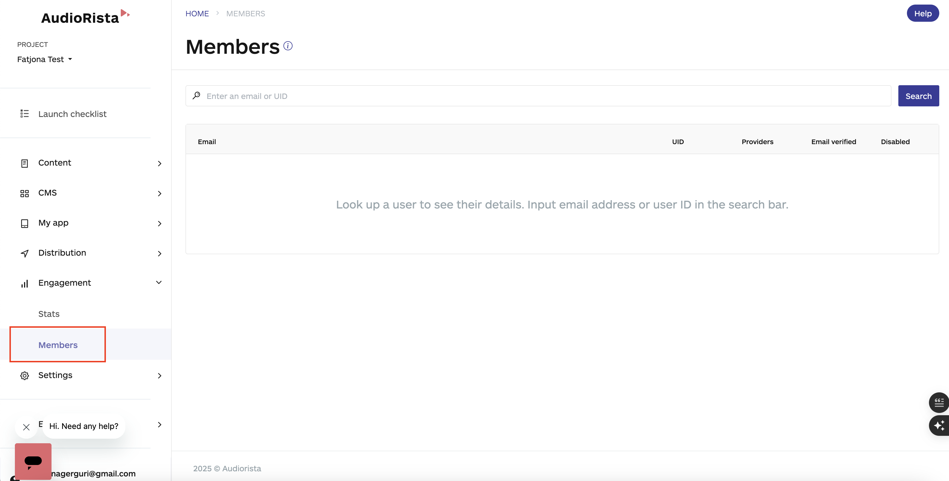 member section on audiorista, no code app builder