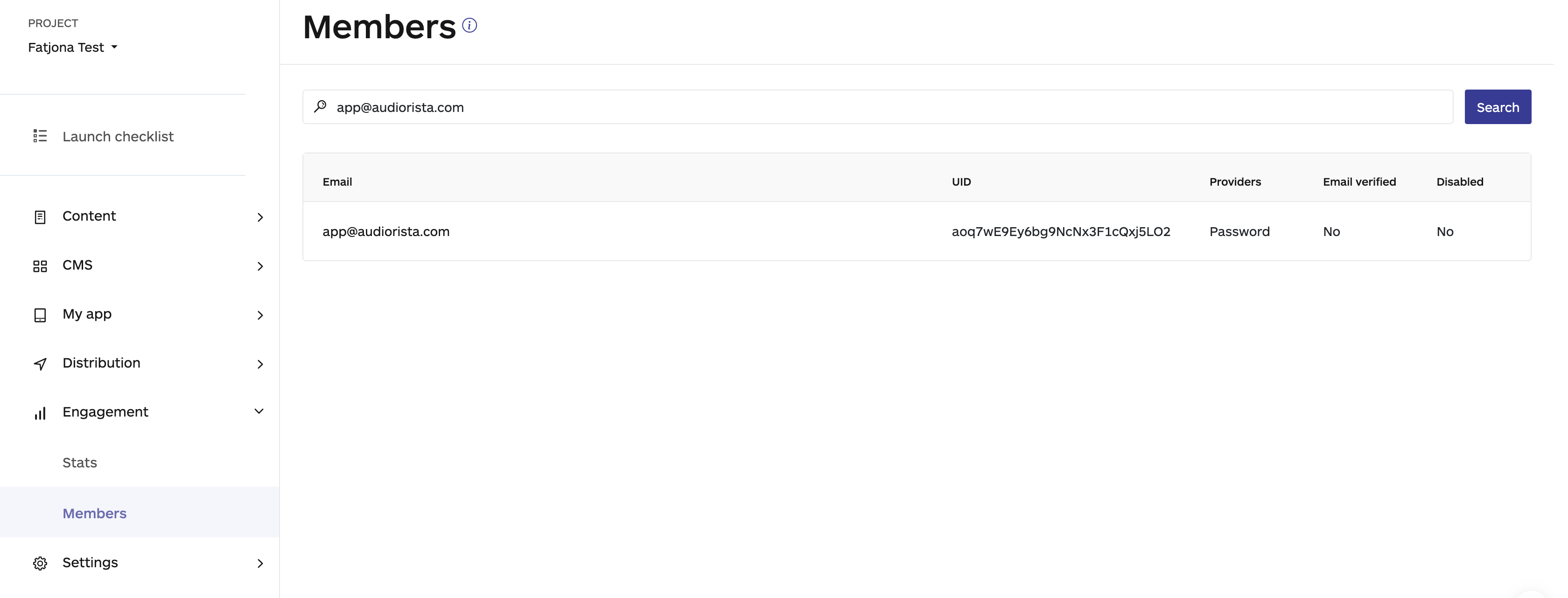 search and lookup on the members section on audiorista, no code app builder