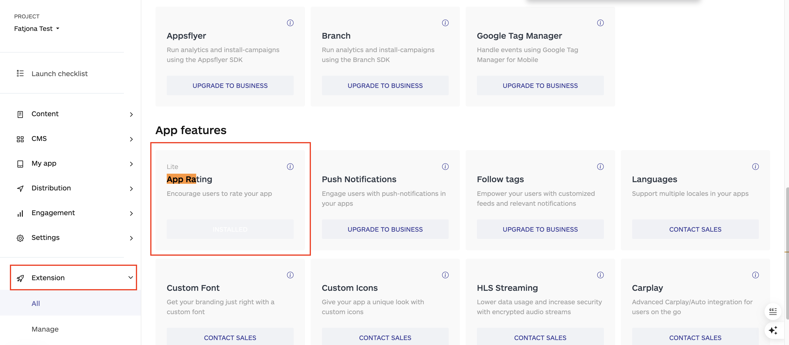 app rating feature on the extensions, no code app builder