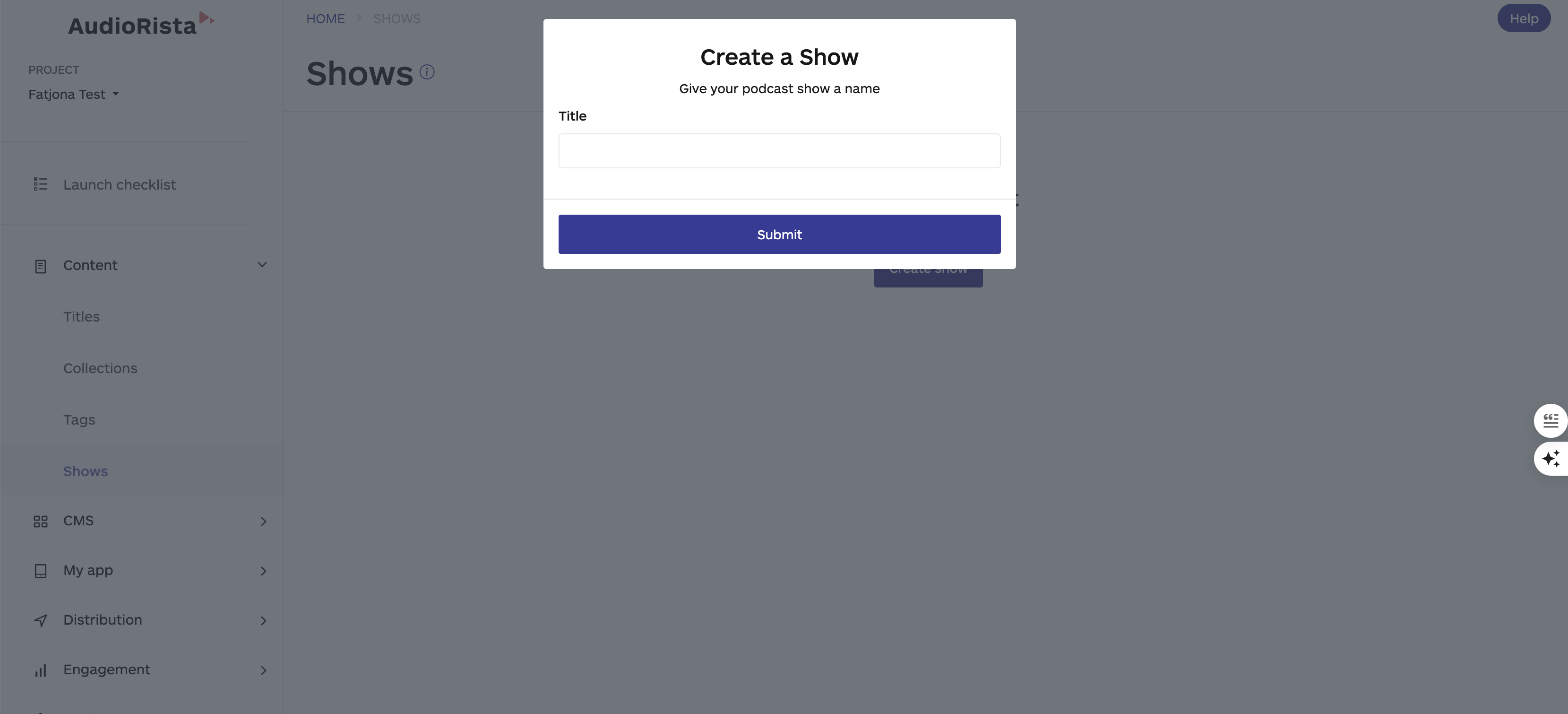 show name on audiorista, no code app needed